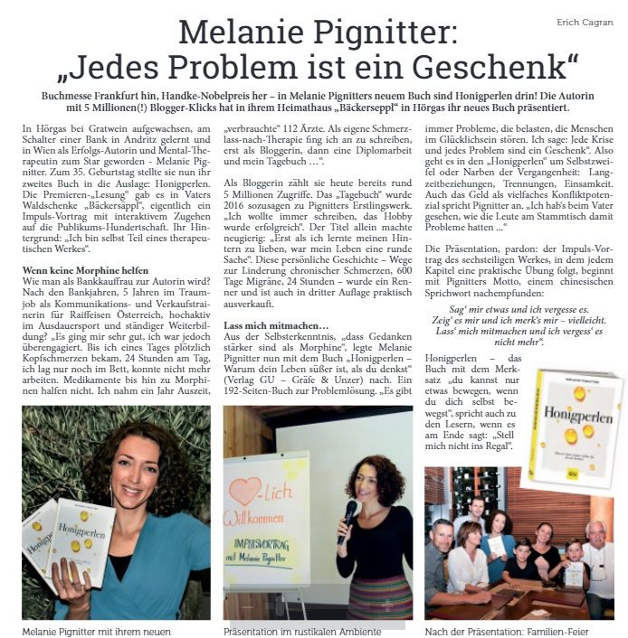 Pressebericht Melanie Pignitter Honigperlen